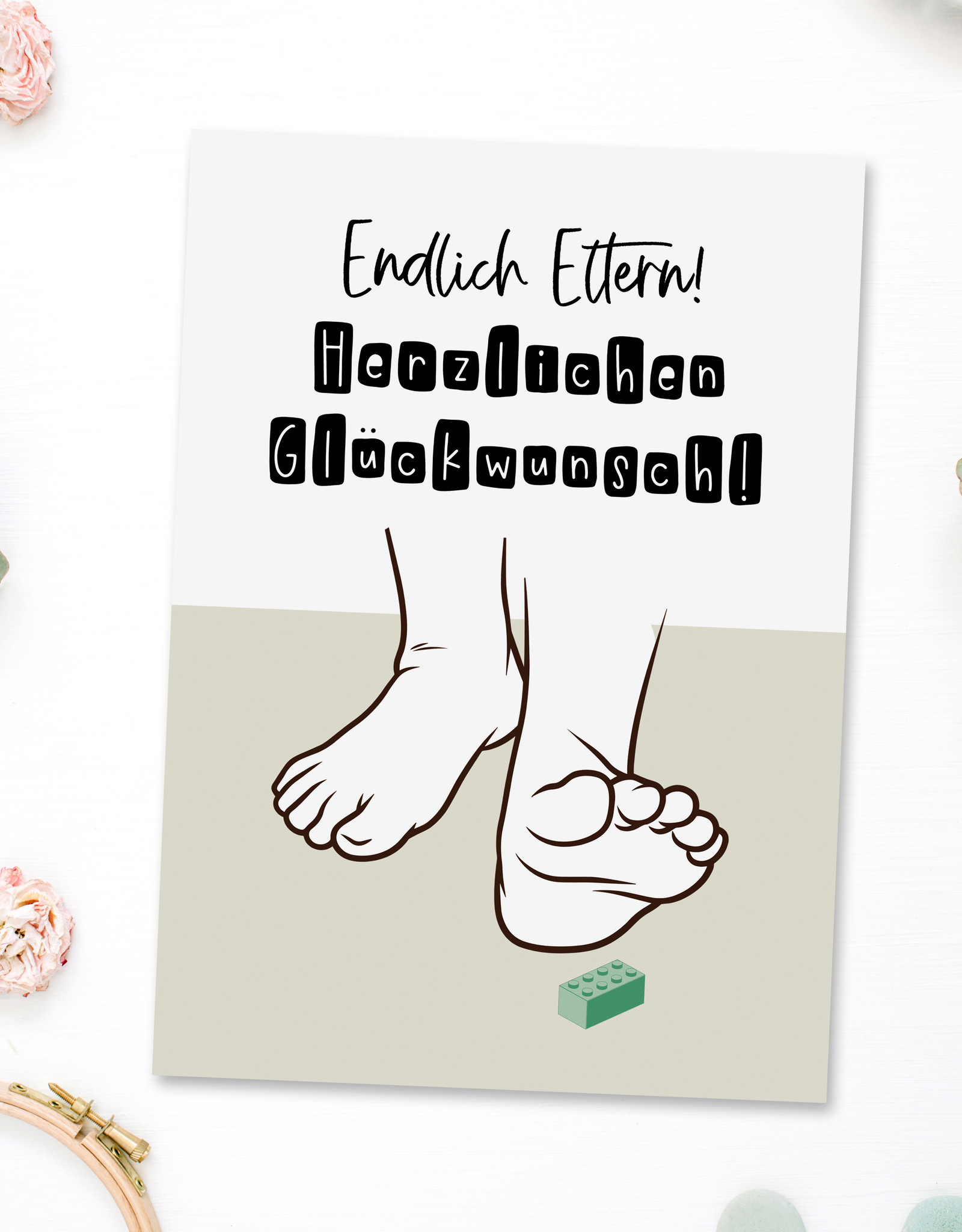 Postkarte ENDLICH ELTERN Lego Glückwunschkarte Geburt