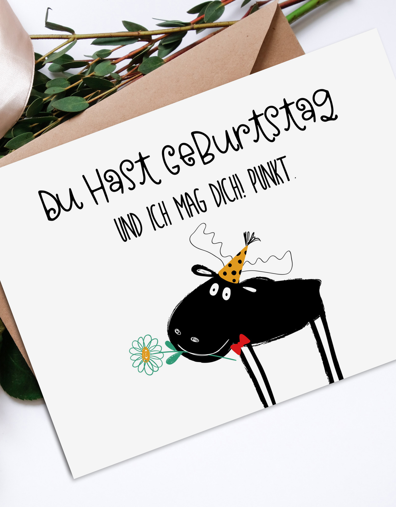 Geburtstagskarte Du hast Geburtstag ELCH Geschenk Freundin Postkarte