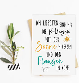 Postkarte Kollegen Abschied FLAUSEN im Kopf