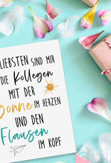 Postkarte Kollegen Abschied FLAUSEN im Kopf Kollegen Geschenk Postkarte Sprüche Ruhestand Karte