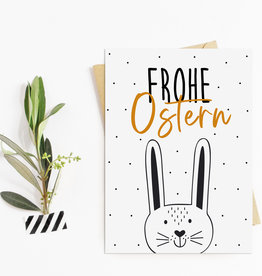 Osterkarte FROHE OSTERN schwarz weiß