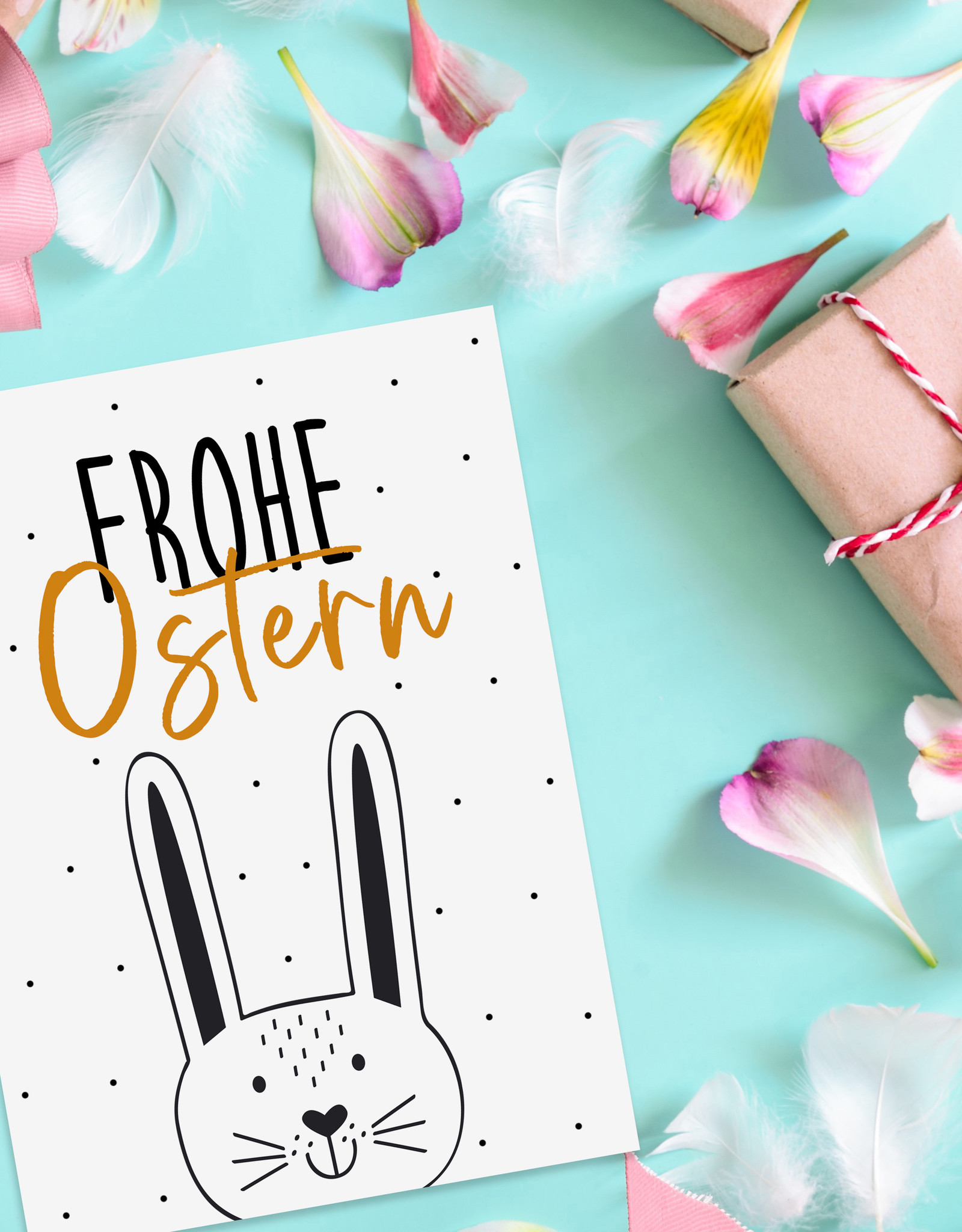 Osterkarte FROHE OSTERN schwarz weiß Ostern Geschenk