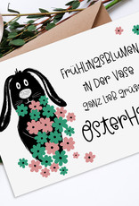 Osterkarte Osterhase BLUMEN Sprüchekarte Ostern Geschenk