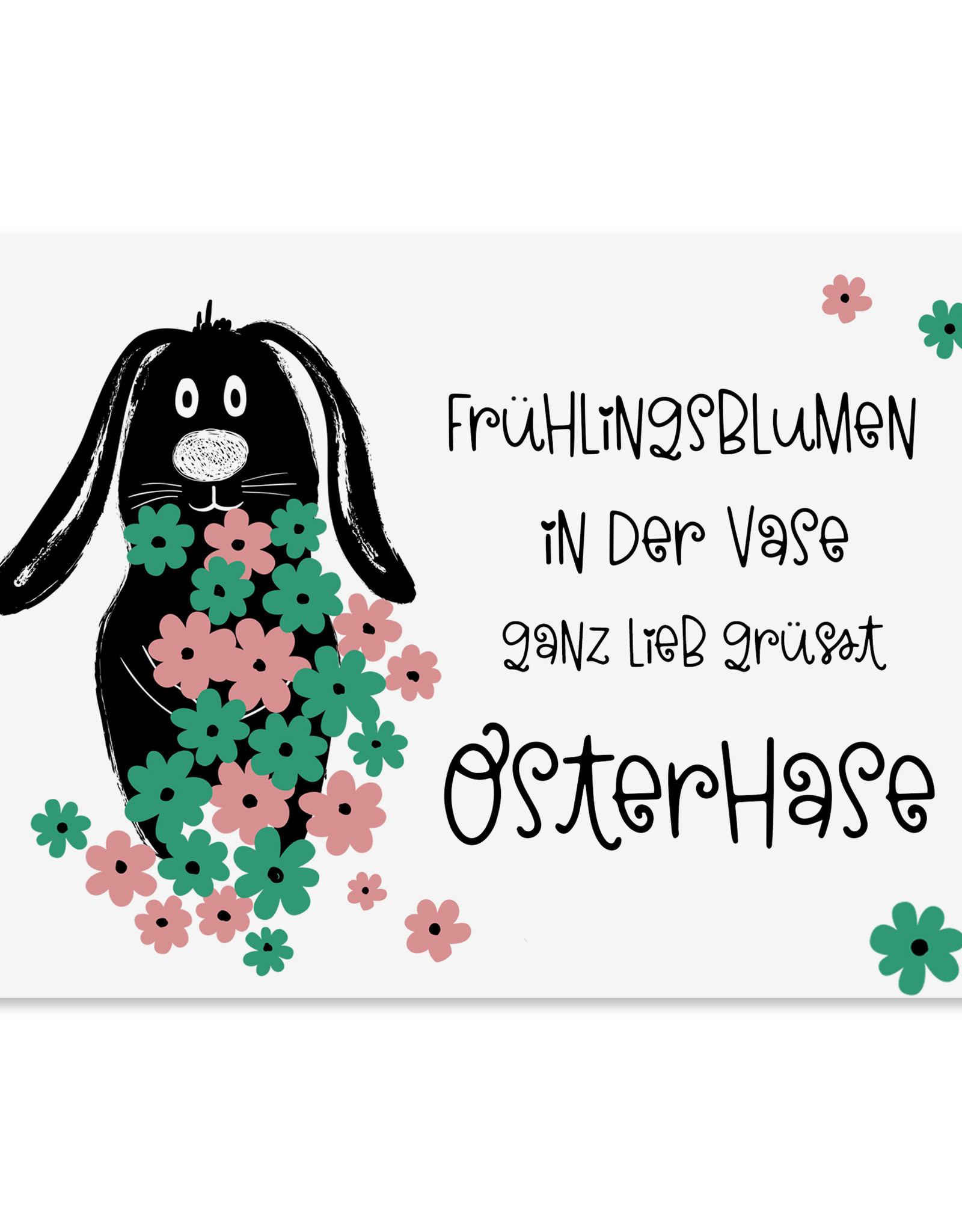 Osterkarte Osterhase BLUMEN Sprüchekarte Ostern Geschenk