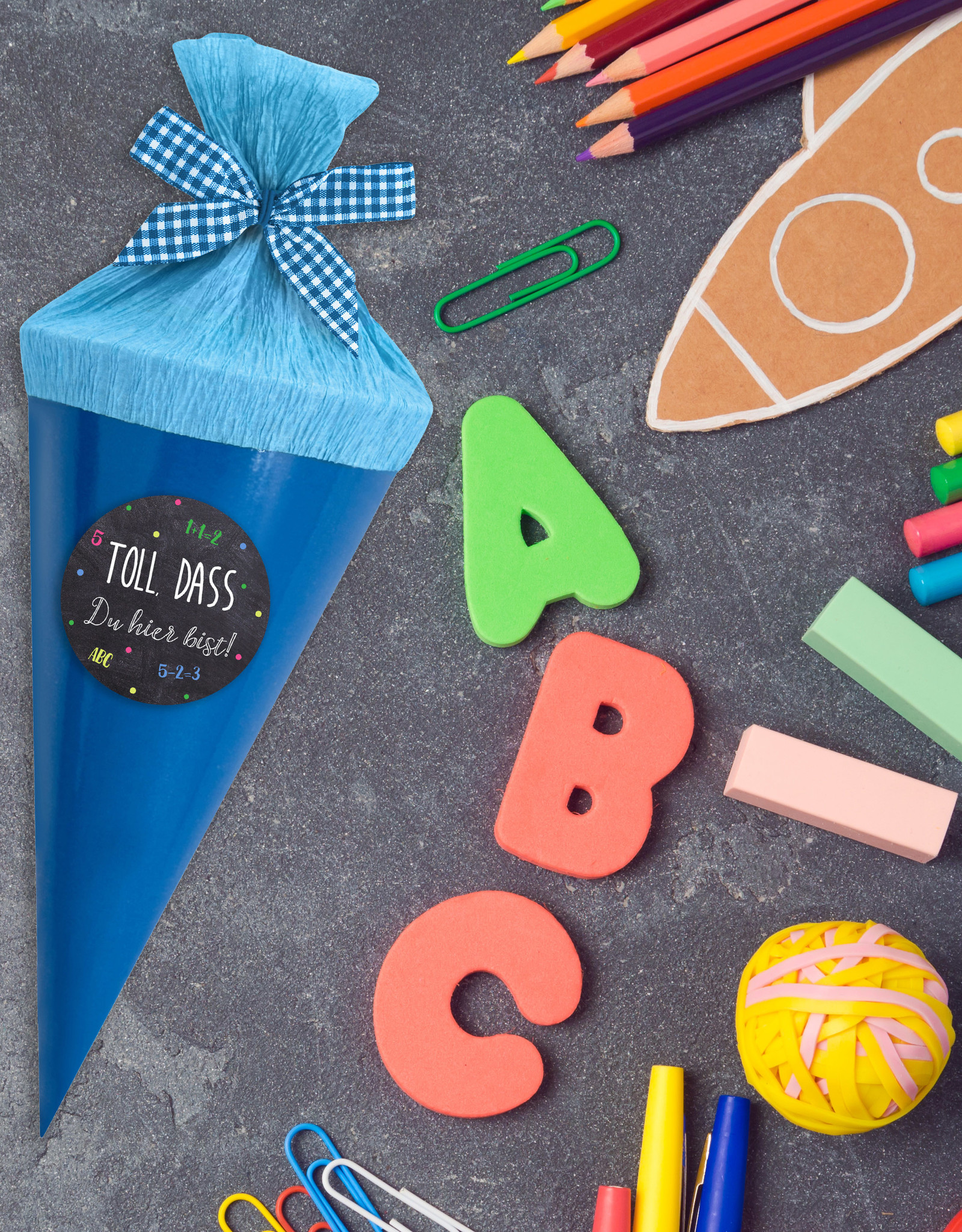 50 x Aufkleber "Toll, dass du hier bist" Einschulung Deko, Geschenke zur Einschulung, Geschenkanhänger Einschulung, Schulanfang Deko