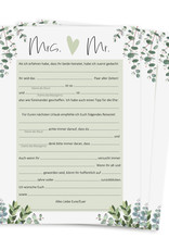 25 x Karten für Hochzeitsspiel LÜCKENTEXT Eucalyptus Gästebuch Karten