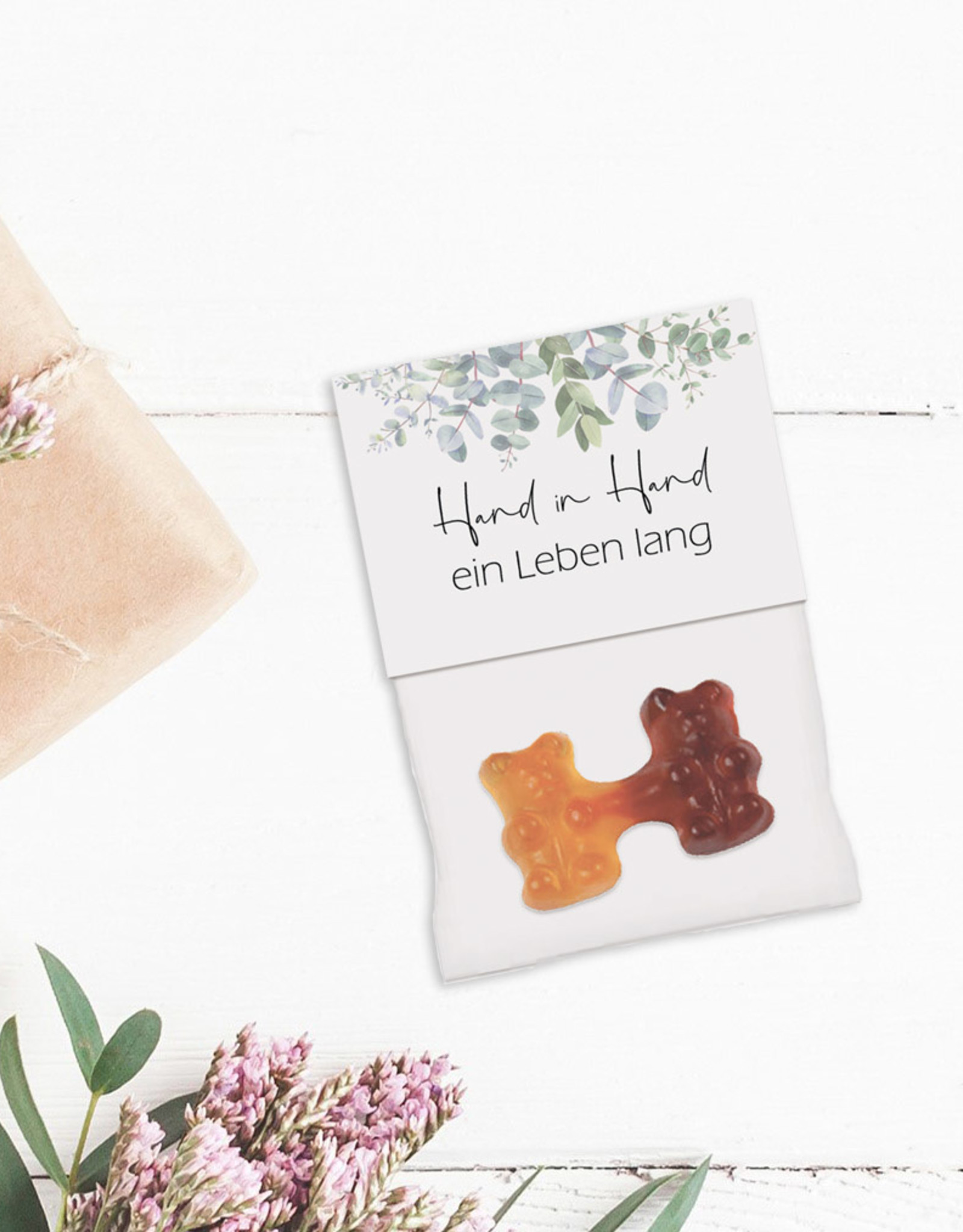 Gastgeschenk zur Hochzeit Hand in Hand ein Leben Lang EUCALYPTUS