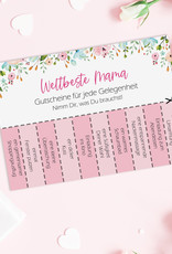 Muttertagskarte GUTSCHEINE Mama Postkarte Muttertag Geschenk