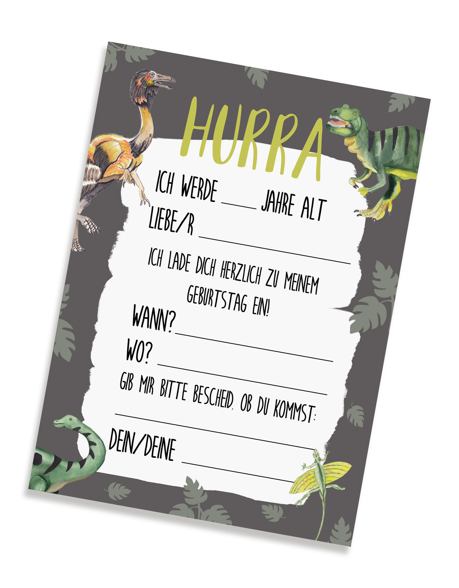 5 x Einladungskarten Kindergeburtstag DINOSAURIER Einladungen Kindergeburtstag