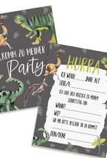 10 x Einladungskarten Kindergeburtstag DINOS + 10 Tüten inkl. Sticker Mitgebsel Kindergeburtstag