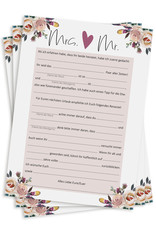 25 x Karten BOHO für Hochzeitsspiel LÜCKENTEXT