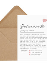Postkarte Definition SEELENSCHWESTER inkl. Briefumschlag Beste Freundin Geschenk