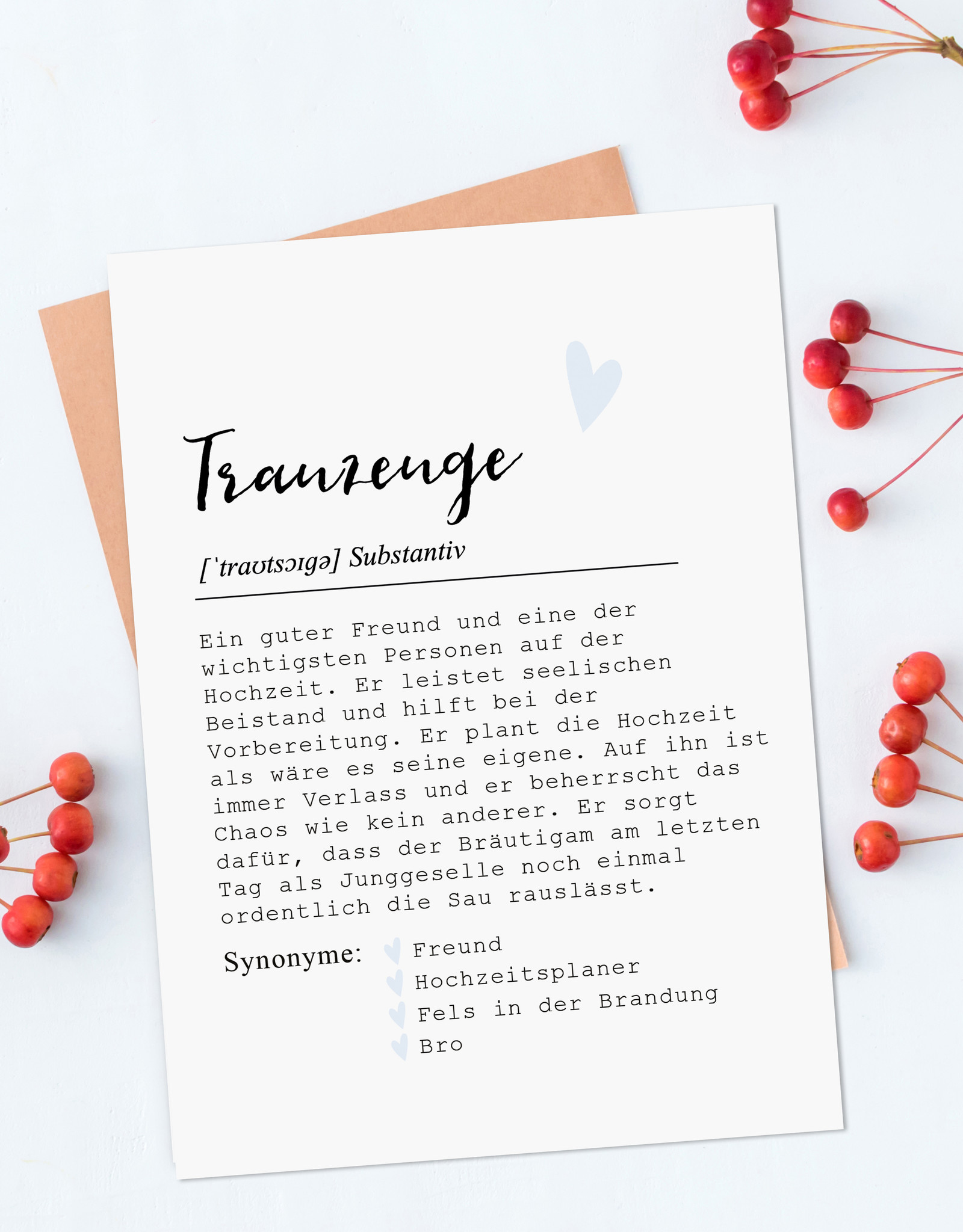 Postkarte TRAUZEUGE Definition inkl. Briefumschlag Trauzeuge Geschenk