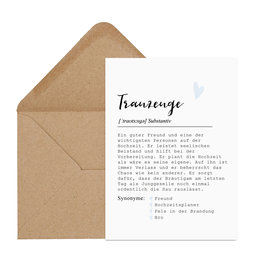 Postkarte TRAUZEUGE Definition inkl. Briefumschlag