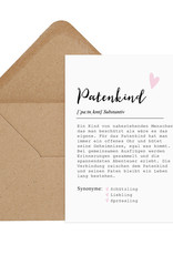 Postkarte PATENKIND Definition inkl. Briefumschlag Taufe Geschenk Patenkind