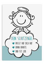 Postkarte SCHUTZENGEL blau Geschenk Freundin