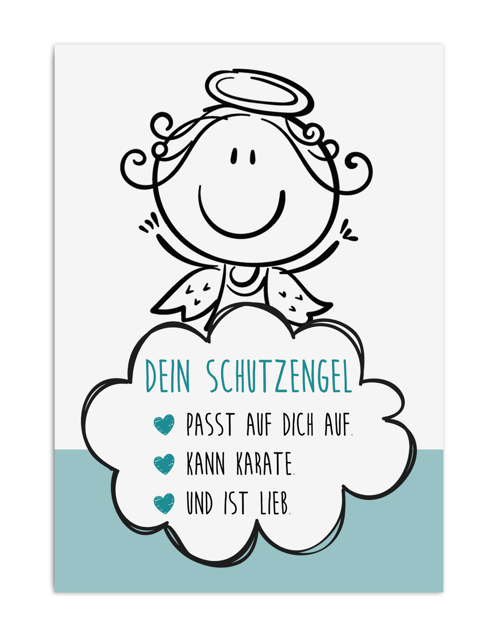 Postkarte SCHUTZENGEL blau Geschenk Freundin