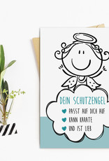 Postkarte SCHUTZENGEL blau Geschenk Freundin