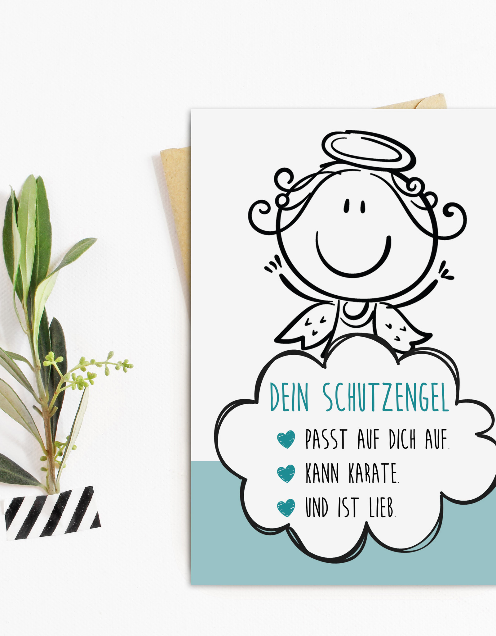 Postkarte SCHUTZENGEL blau Geschenk Freundin