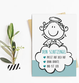 Postkarte SCHUTZENGEL  blau Geschenk Freundin