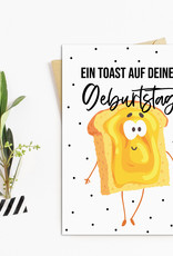 Geburtstagskarte Ein TOAST auf Deinen Geburtstag Postkarte Geschenk Freundin