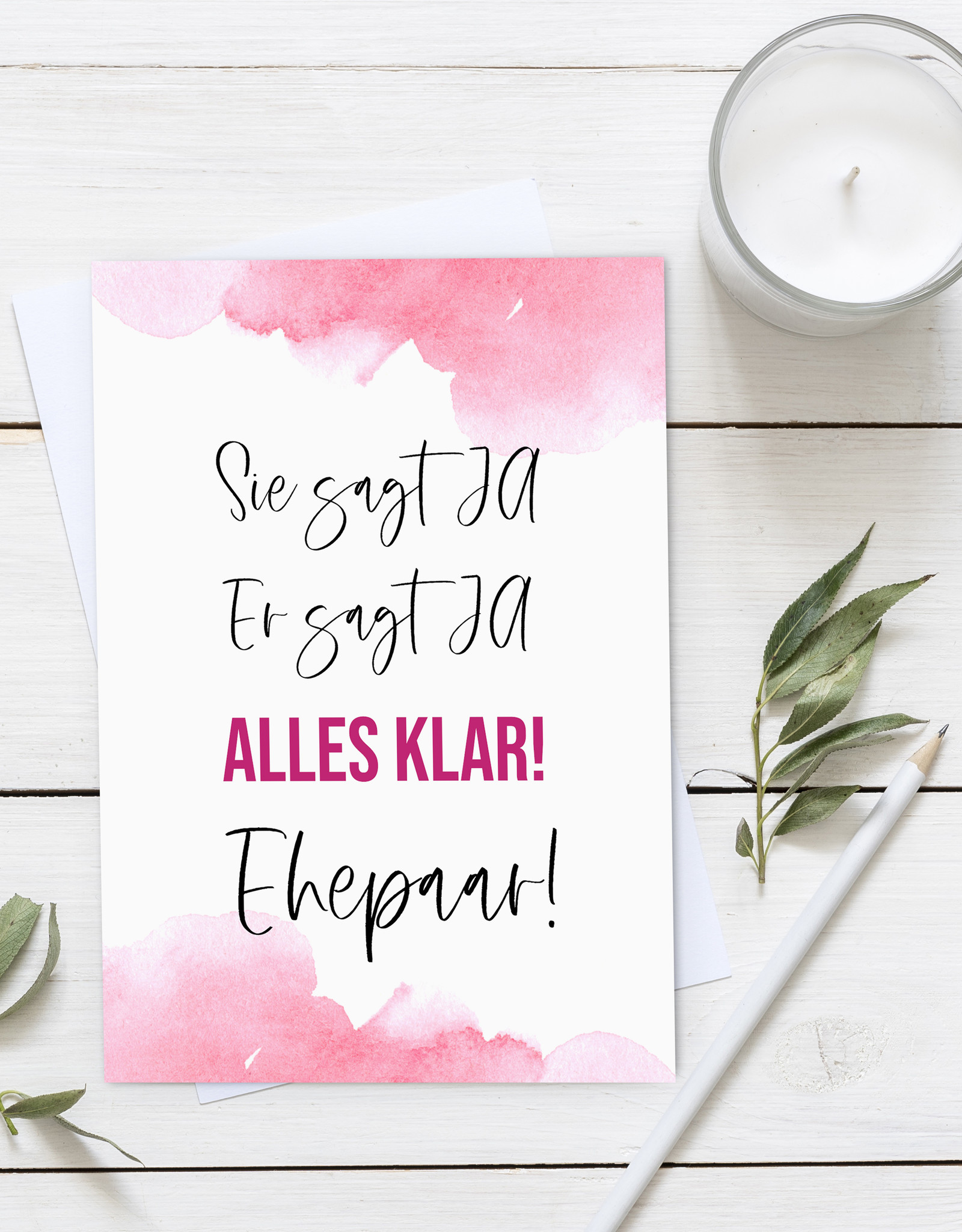 Glückwunschkarte Hochzeit "Sie sagt JA. Er sagt JA." Nastami.de