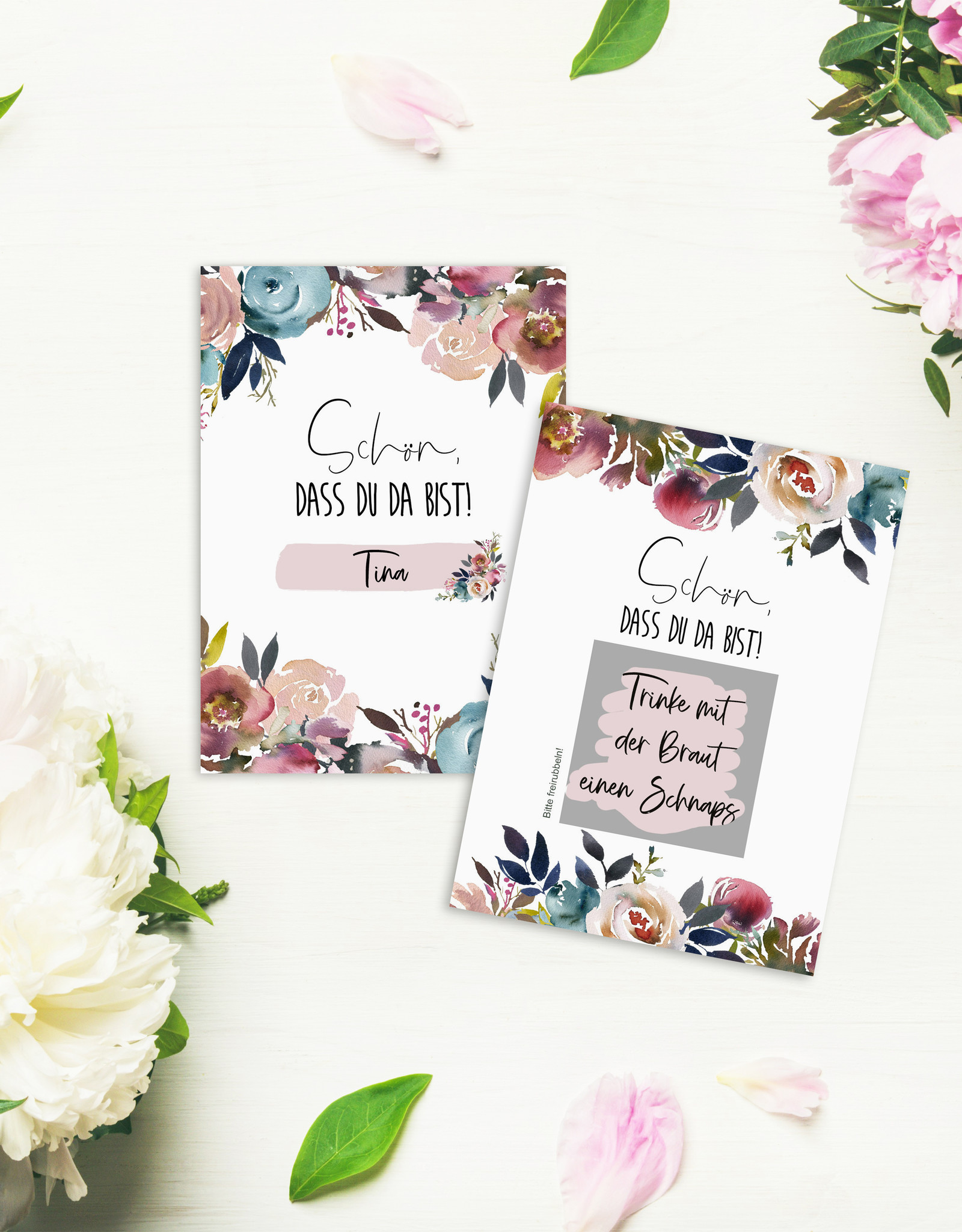 Rubbelkarten als Gastgeschenk bei der Hochzeit, weiße Hochzeit Nastami.de