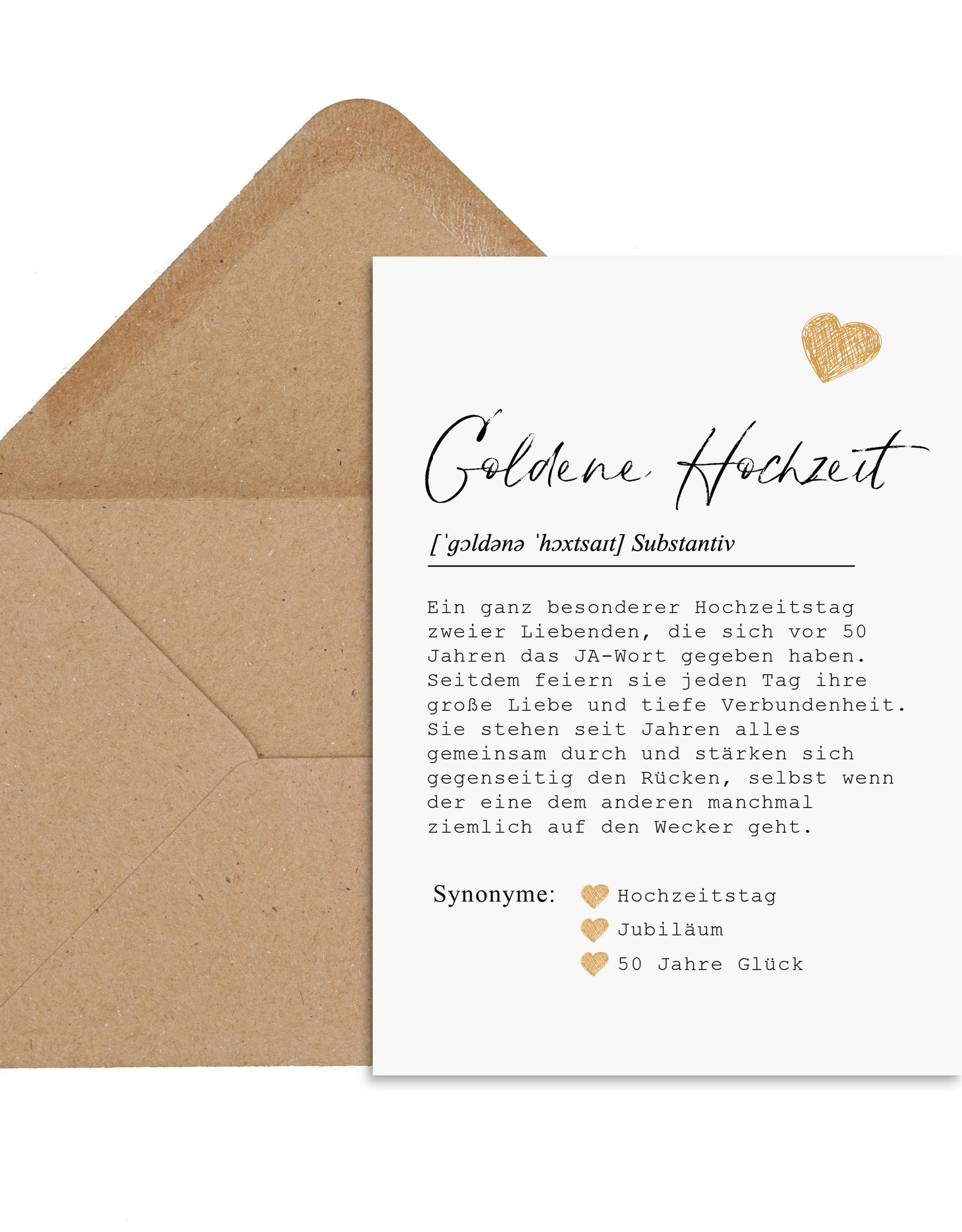 GOLDENE HOCHZEIT Karte Definition Postkarte Goldene Hochzeit Geschenk