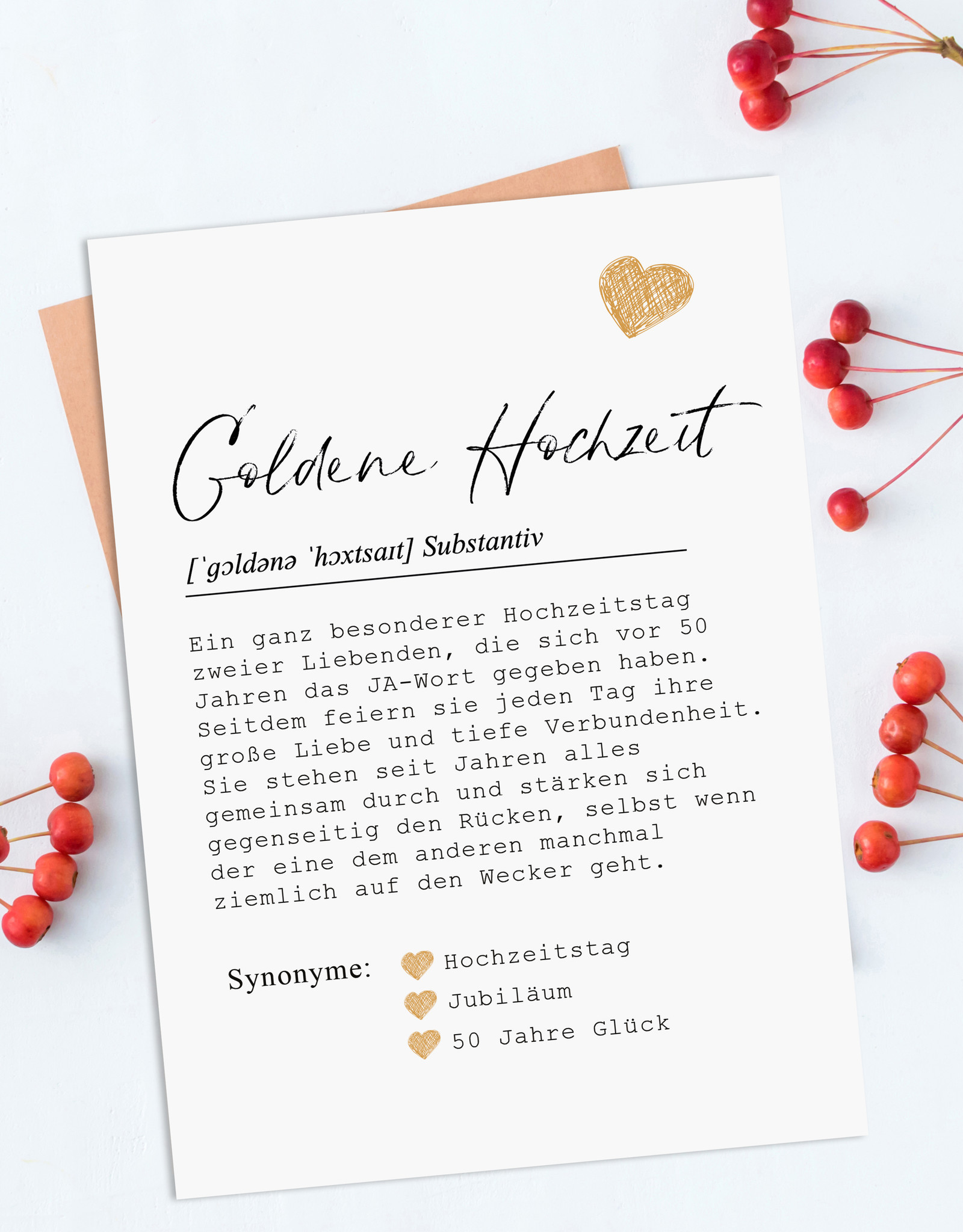 GOLDENE HOCHZEIT Karte Definition Postkarte Goldene Hochzeit Geschenk