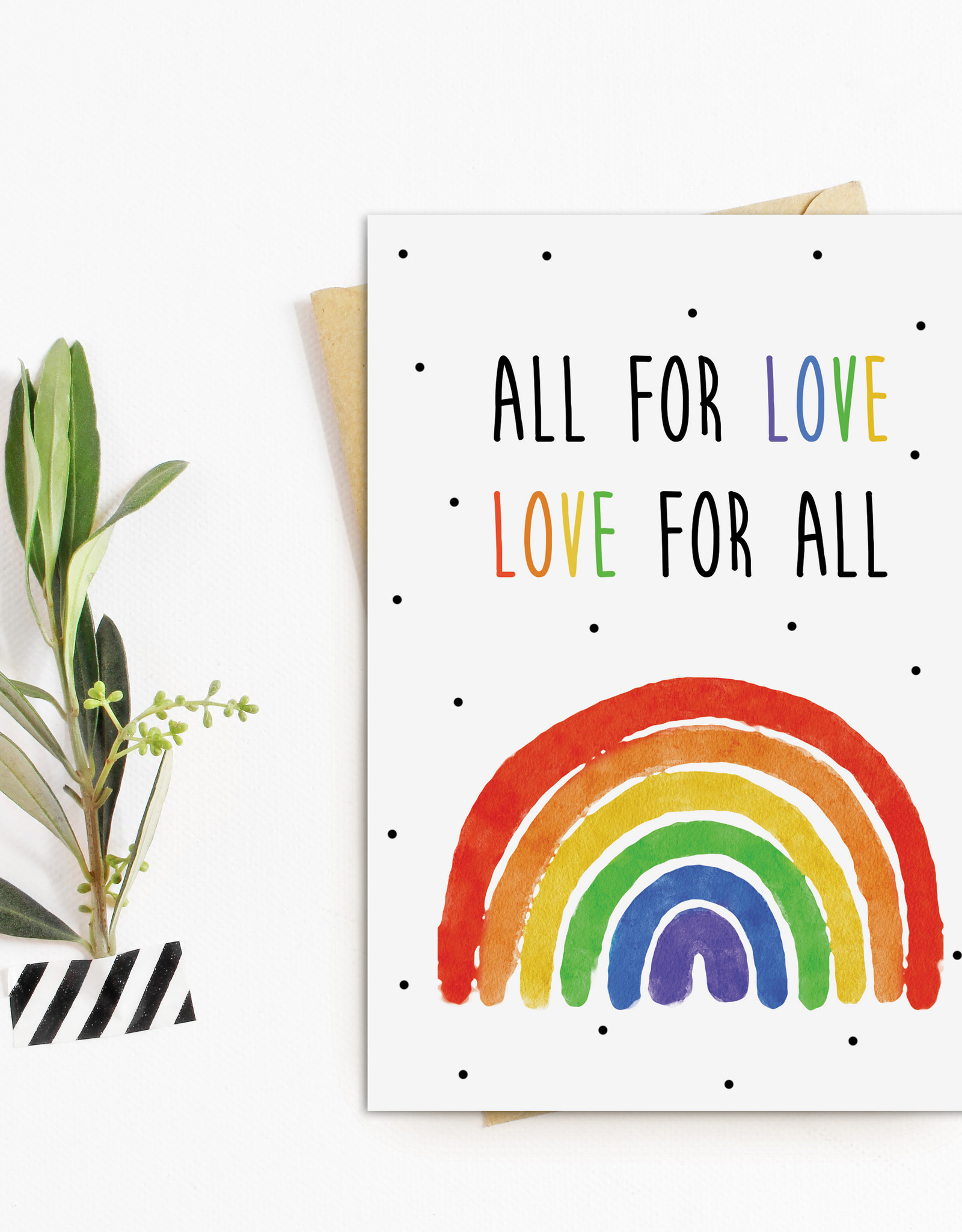 Postkarte Love for all LGBT Liebe Postkarte Regenbogen