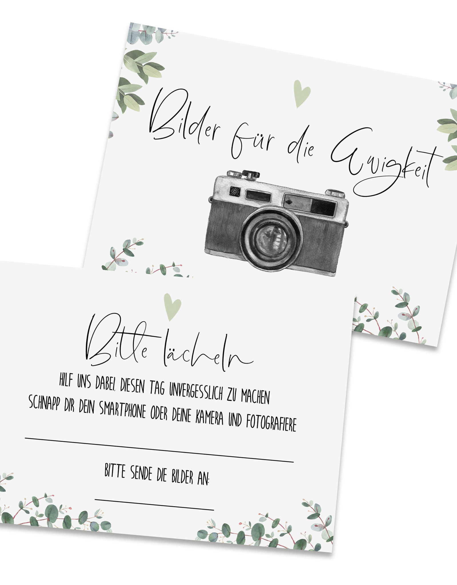 Fotokarten Hochzeit EUCALYPTUS Fotobox Karten Fotospiel für Hochzeitsgäste