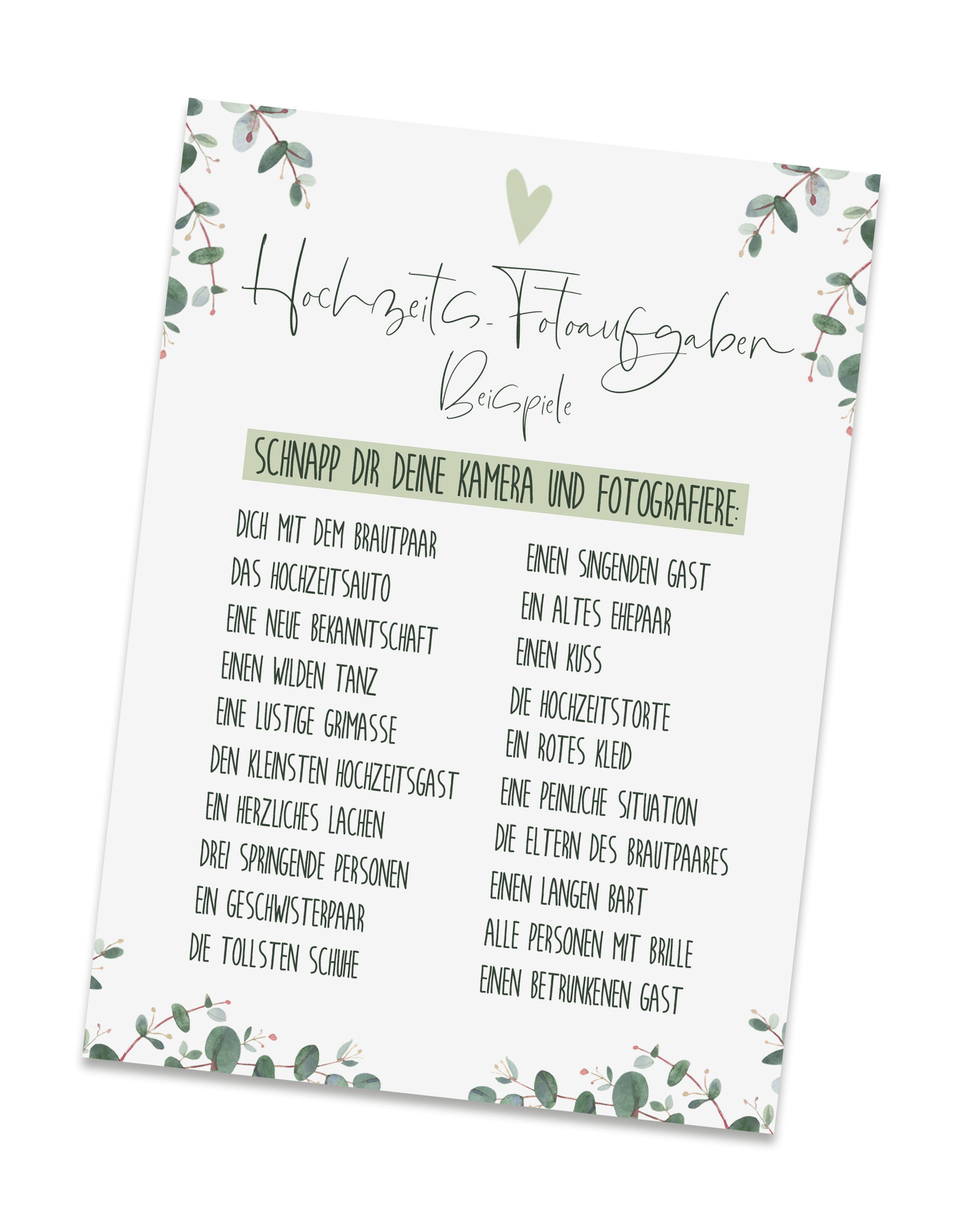 Fotokarten Hochzeit EUCALYPTUS Fotobox Karten Fotospiel für Hochzeitsgäste