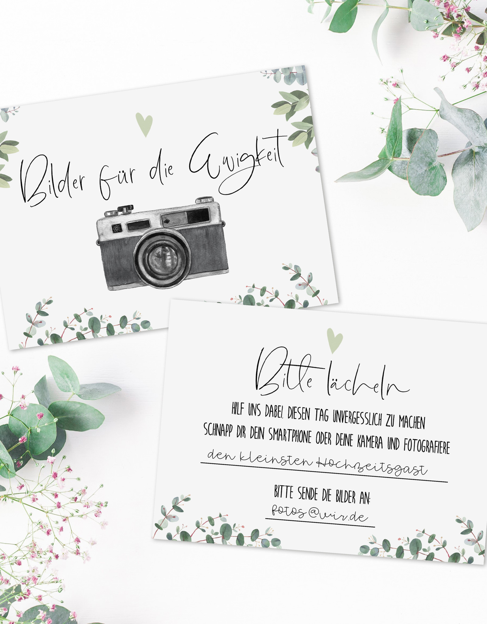 Fotokarten Hochzeit EUCALYPTUS Fotobox Karten Fotospiel für Hochzeitsgäste