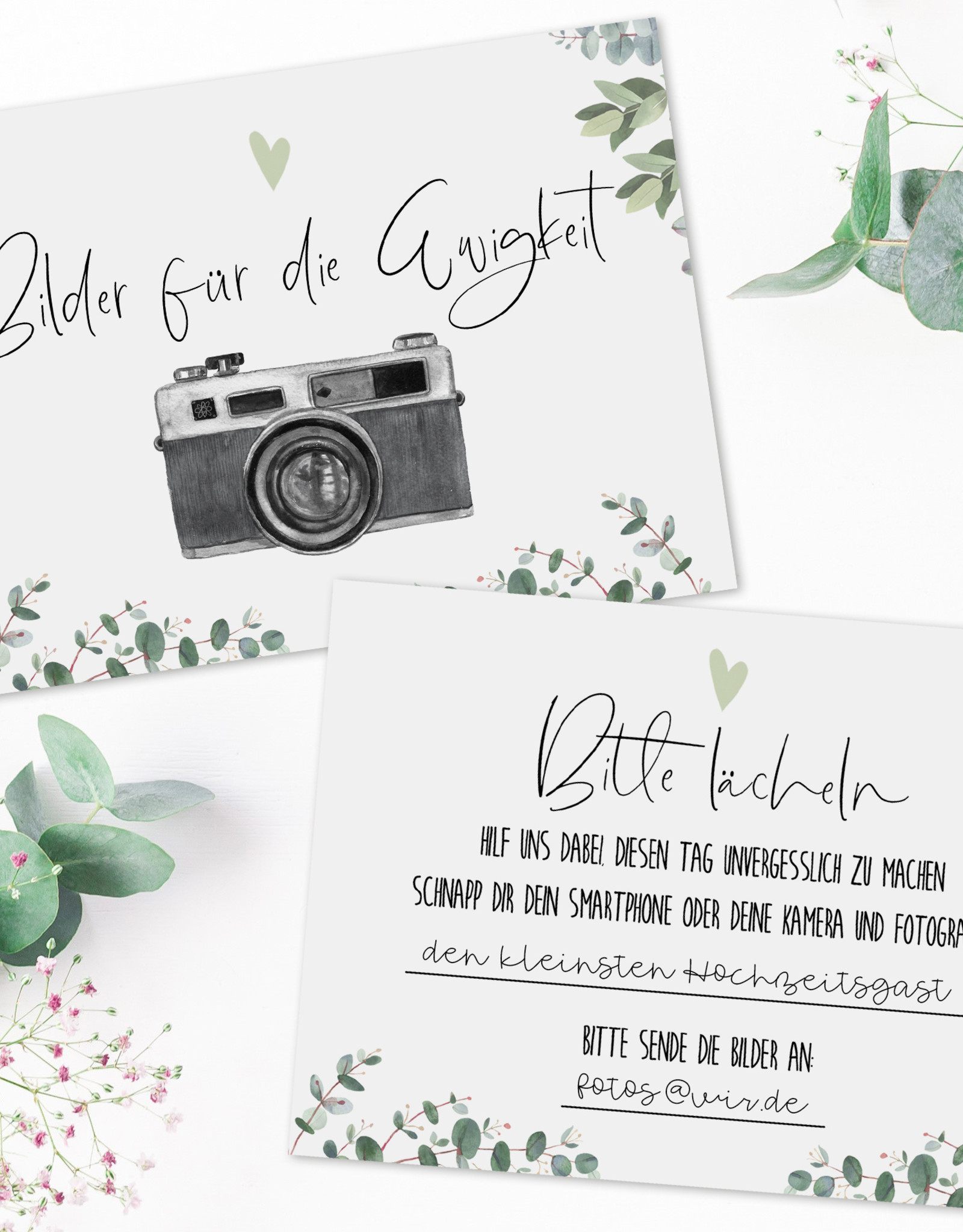 Fotokarten Hochzeit EUCALYPTUS Fotobox Karten Fotospiel für Hochzeitsgäste