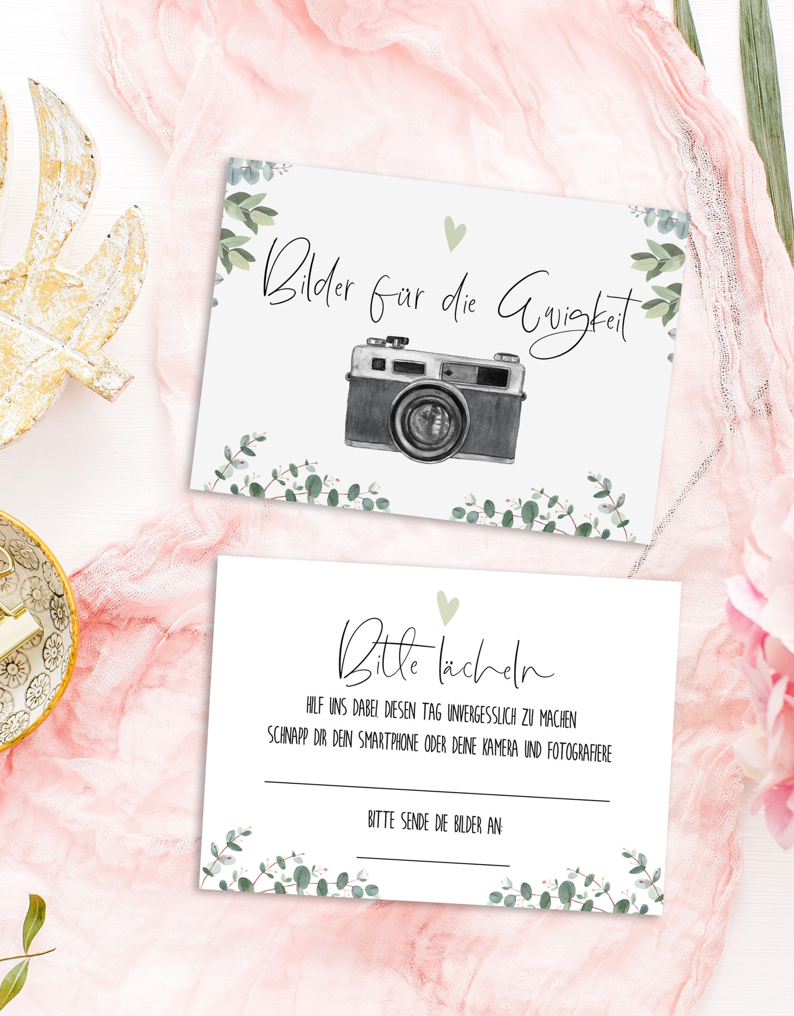 Fotokarten Hochzeit EUCALYPTUS Fotobox Karten Fotospiel für Hochzeitsgäste