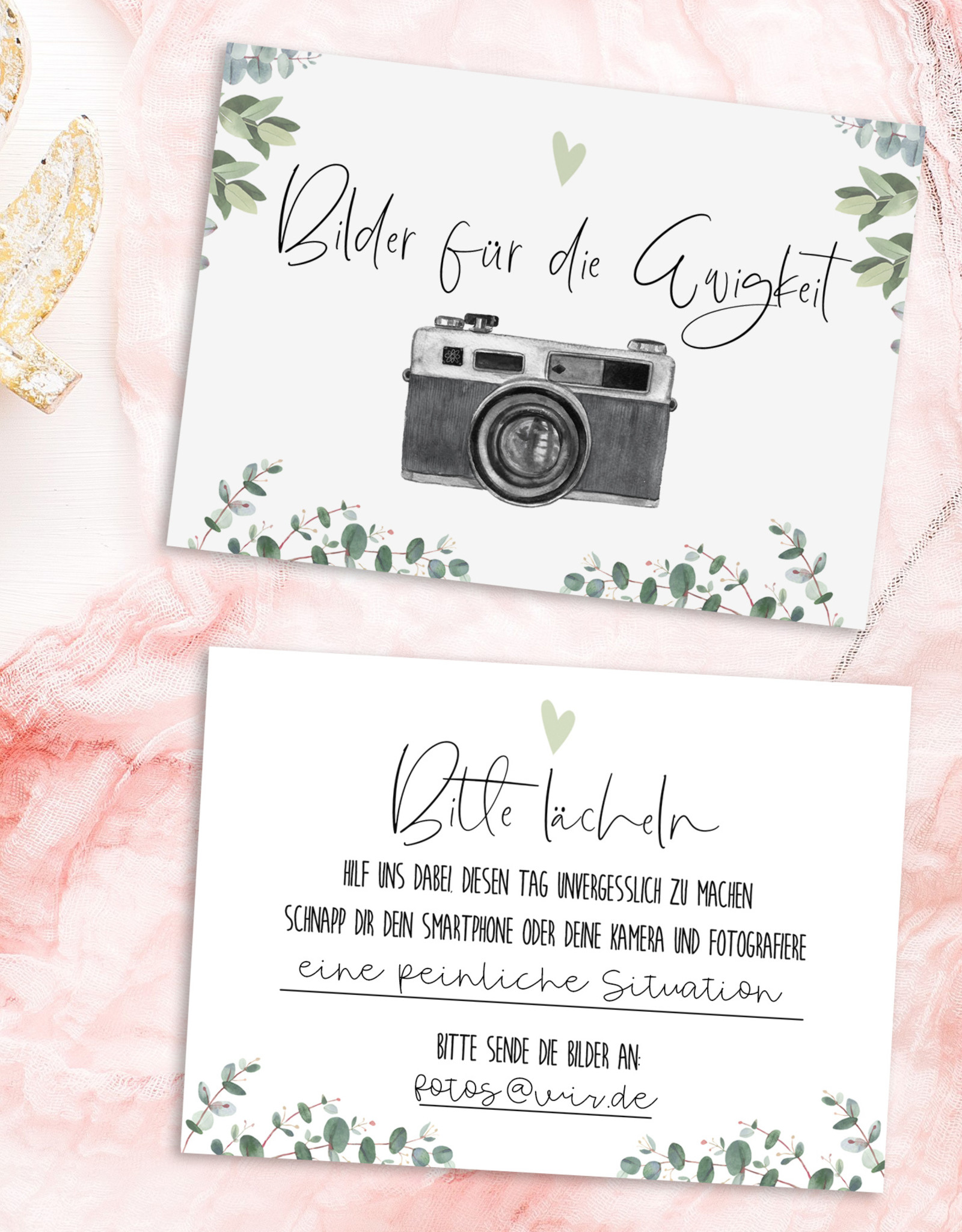 Fotokarten Hochzeit EUCALYPTUS Fotobox Karten Fotospiel für Hochzeitsgäste