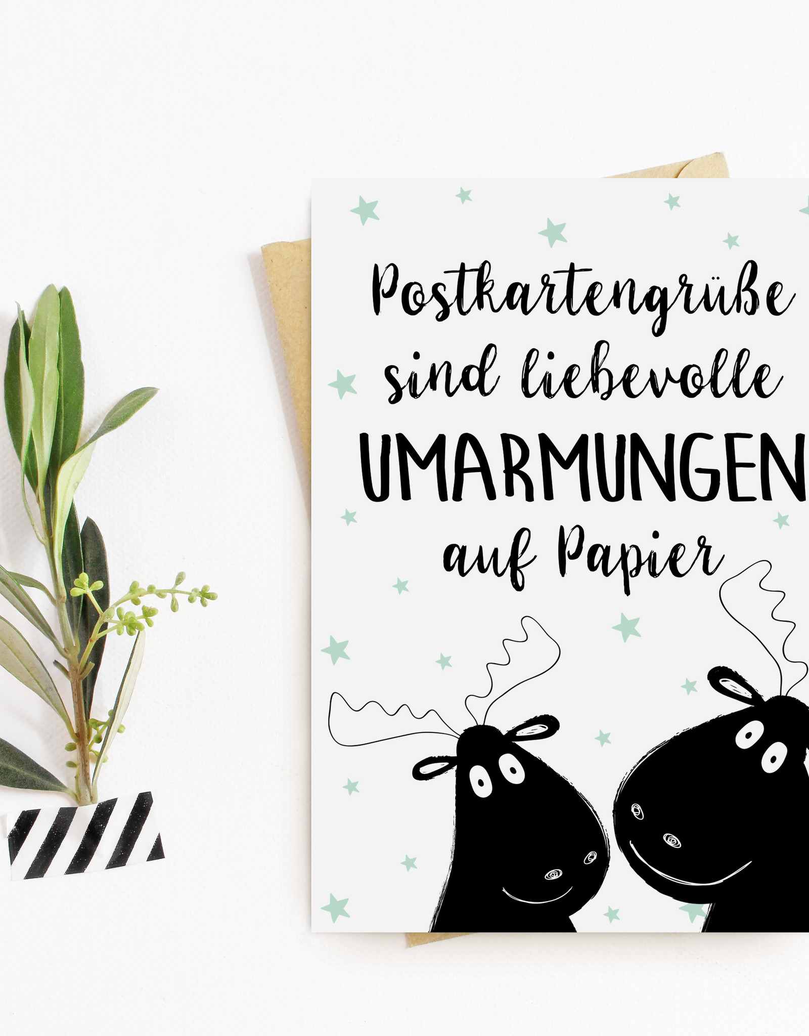 Postkartengrüße sind Umarmungen ELCH Postkarte Sprüche