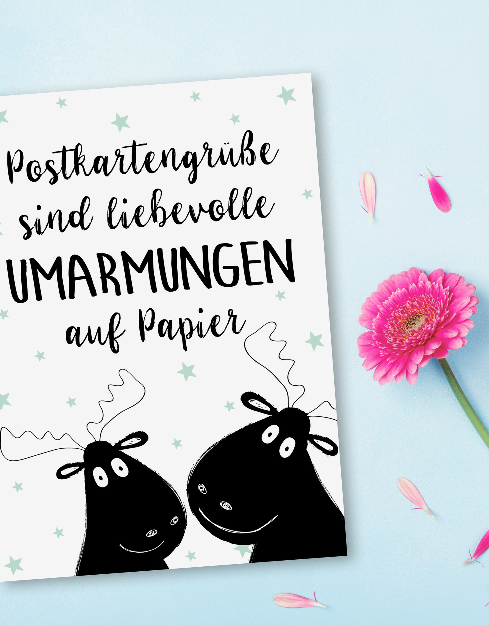 Postkartengrüße sind Umarmungen ELCH Postkarte Sprüche