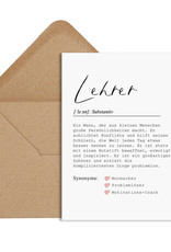 Postkarte Definition LEHRER Definition inkl. Briefumschlag Lehrerin Geschenk