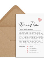 Postkarte BONUSPAPA Definition inkl. Briefumschlag Vater Geschenk Papa Vatertag Geschenk