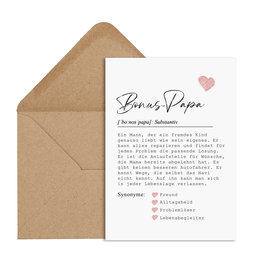 Postkarte BONUSPAPA Definition inkl. Briefumschlag