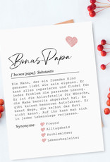 Postkarte BONUSPAPA Definition inkl. Briefumschlag Vater Geschenk Papa Vatertag Geschenk