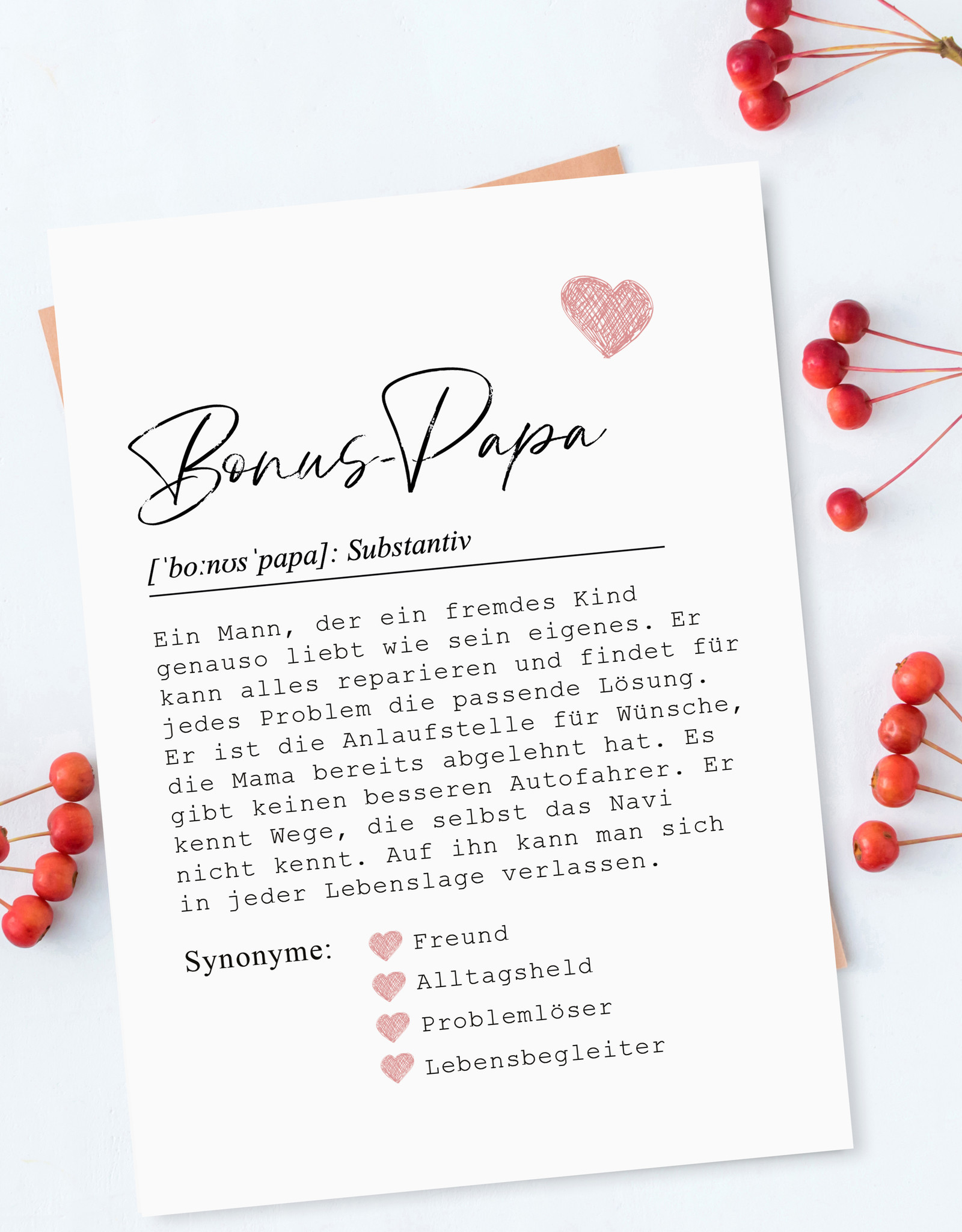 Postkarte BONUSPAPA Definition inkl. Briefumschlag Vater Geschenk Papa Vatertag Geschenk