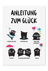 Postkarte Anleitung zum Glück Geschenk Freundin Postkarte Glück
