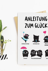 Postkarte Anleitung zum Glück Geschenk Freundin Postkarte Glück