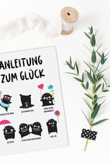 Postkarte Anleitung zum Glück Geschenk Freundin Postkarte Glück