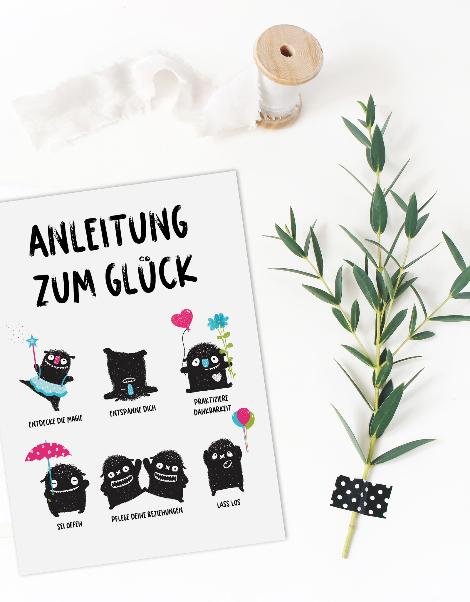 Postkarte Anleitung zum Glück Geschenk Freundin Postkarte Glück