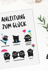 Postkarte Anleitung zum Glück Geschenk Freundin Postkarte Glück
