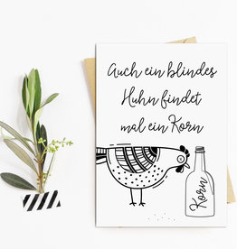 Postkarte Auch ein BLINDES HUHN findet mal ein Korn