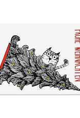 Weihnachtskarte Katze mit Weihnachtsbaum Postkarte Weihnachten Weihnachtskarte lustig